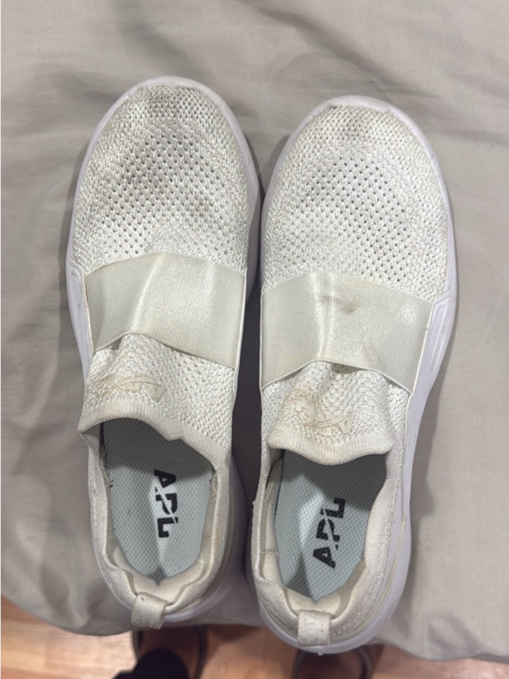 APL Slip-On Knit Sneakers in Ivory White
